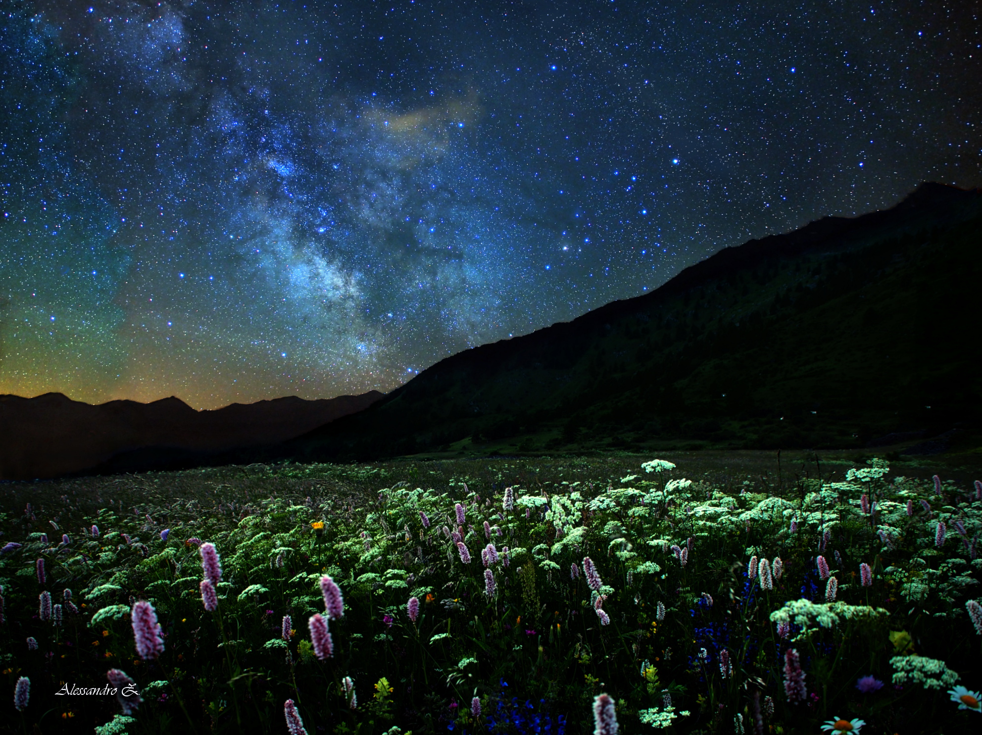 Flowery terrace overlooking the center of the galaxy ...