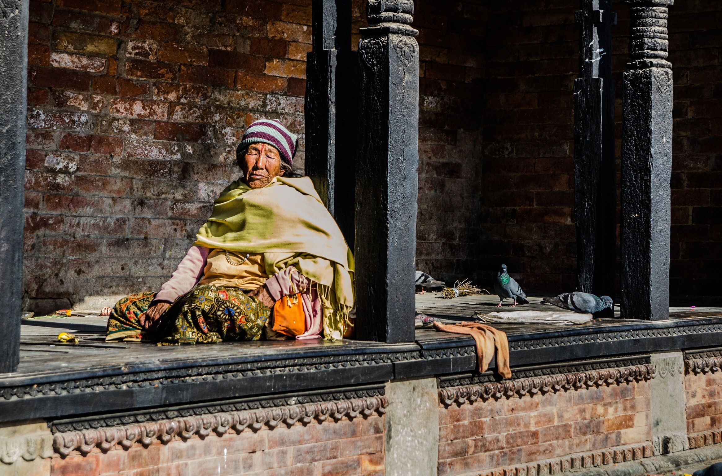 Sleeping in Durbar square- Nepal