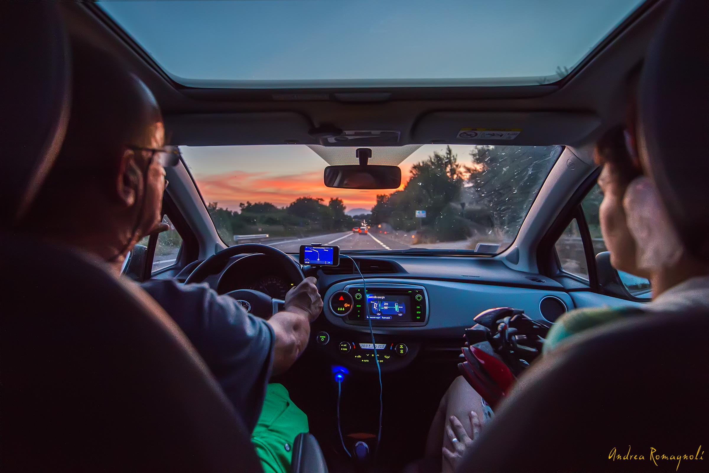 Sunset in the car ..