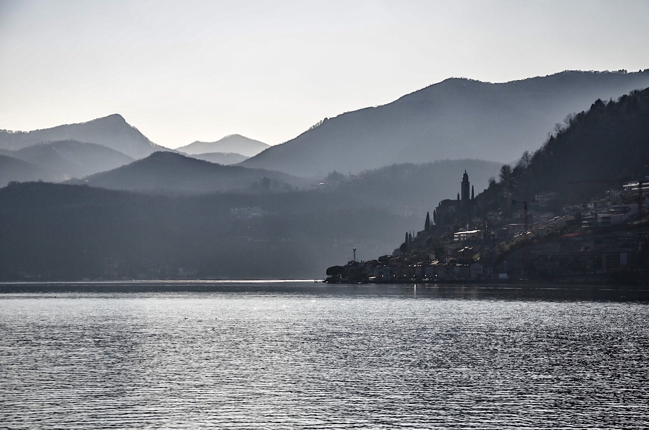 Morcote (Switzerland) seen from Brusino (Switzerland)