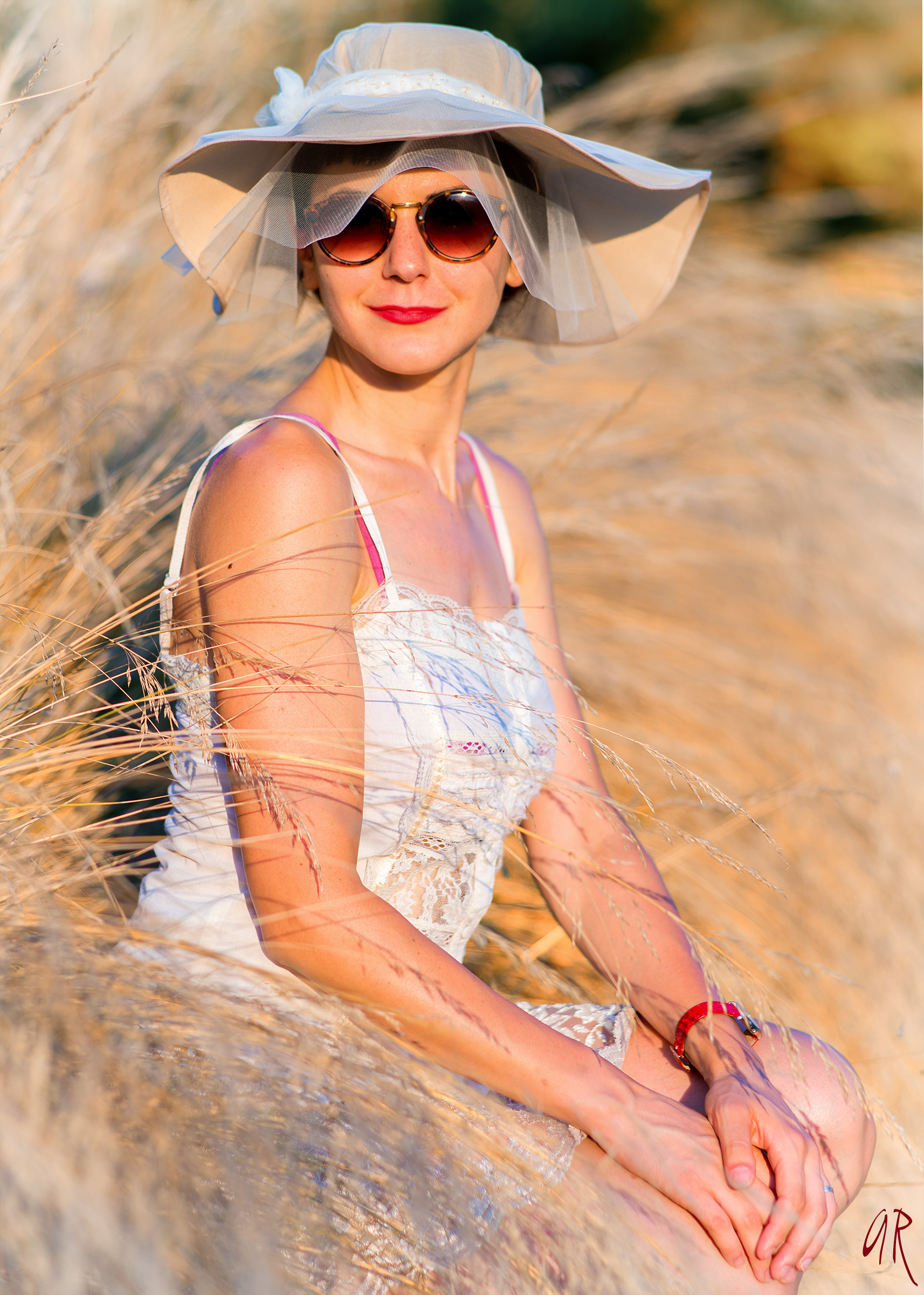 Portrai colored straw