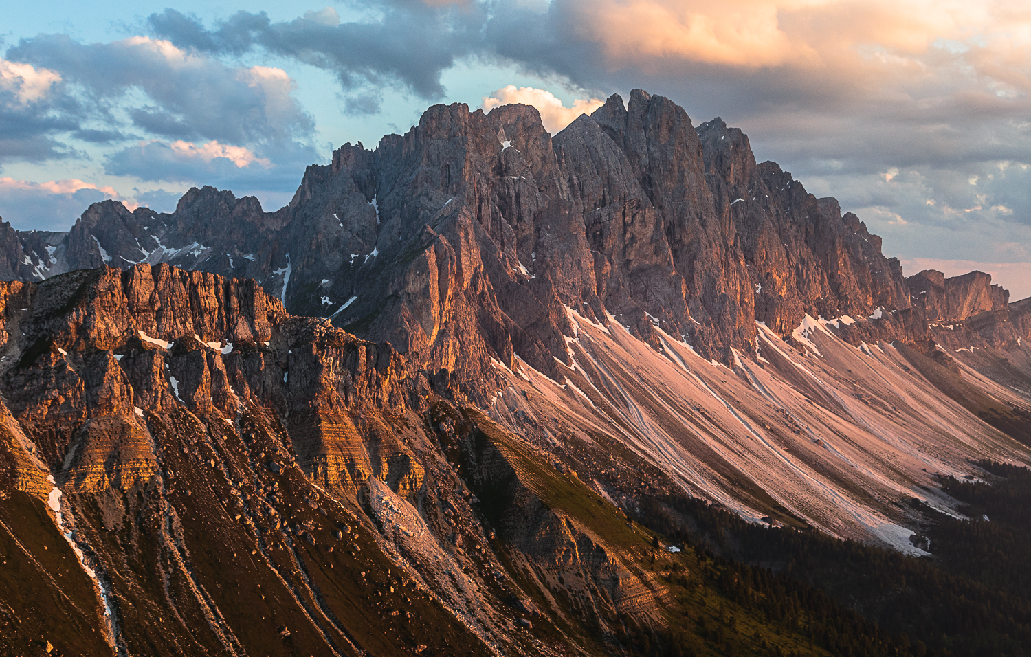 Tramonto sulle Odle, Val di Funes