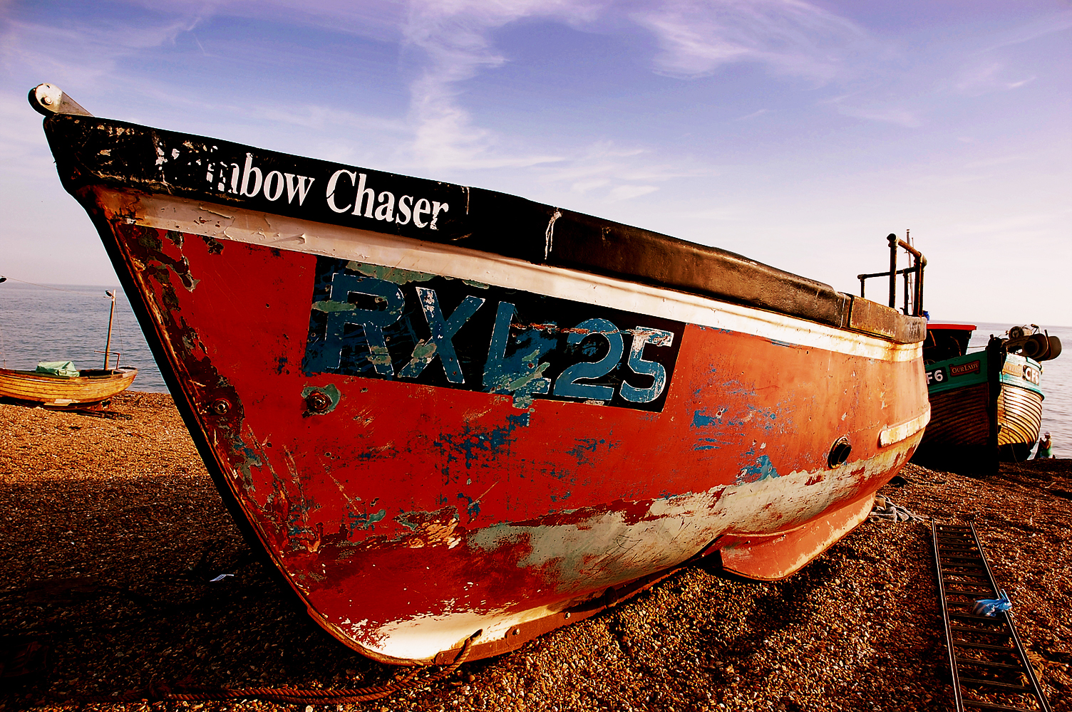 Fishing boats on Hastings beach.