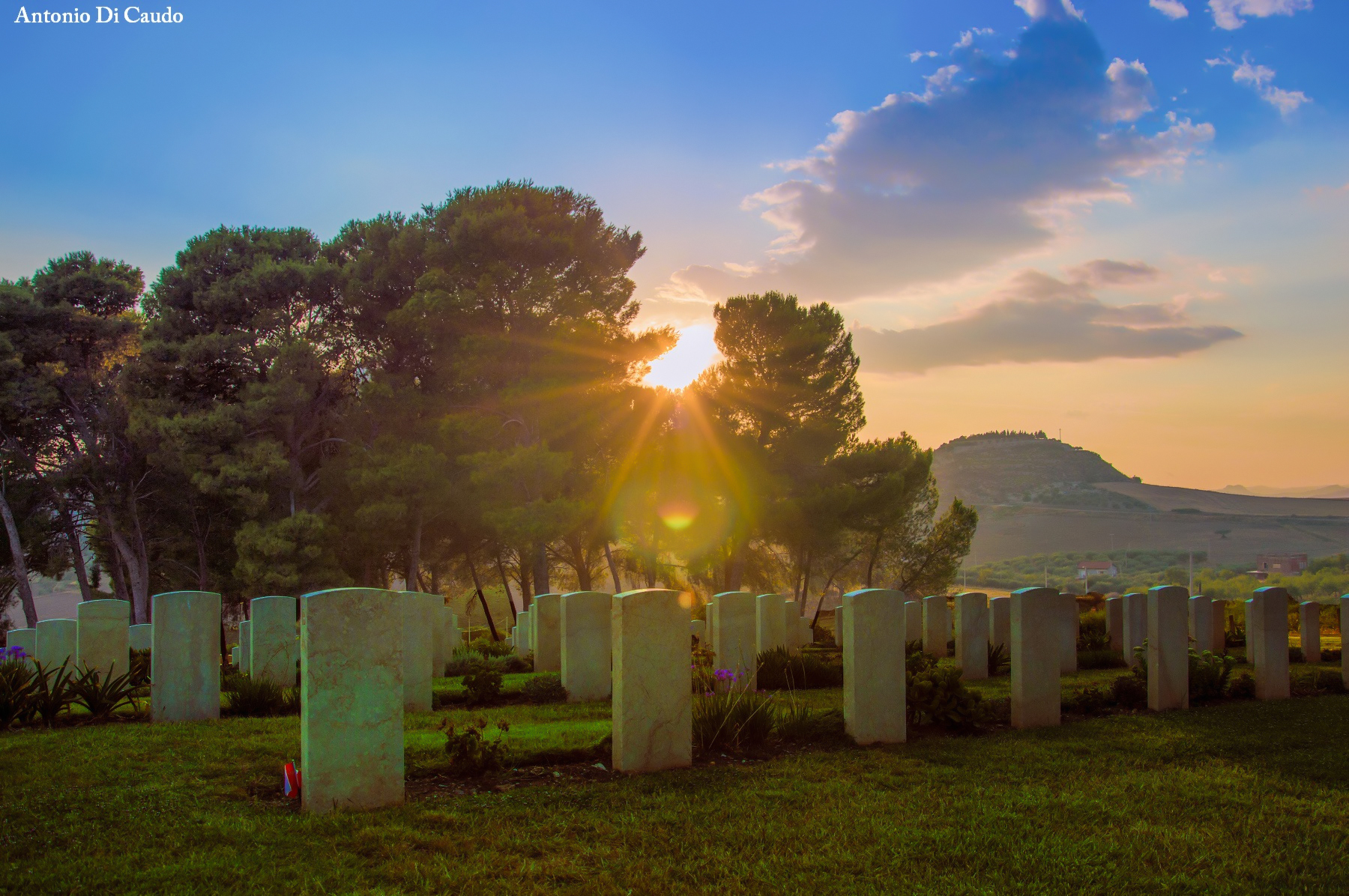 Sunset at the Canadian cemetery of Agira (henna)