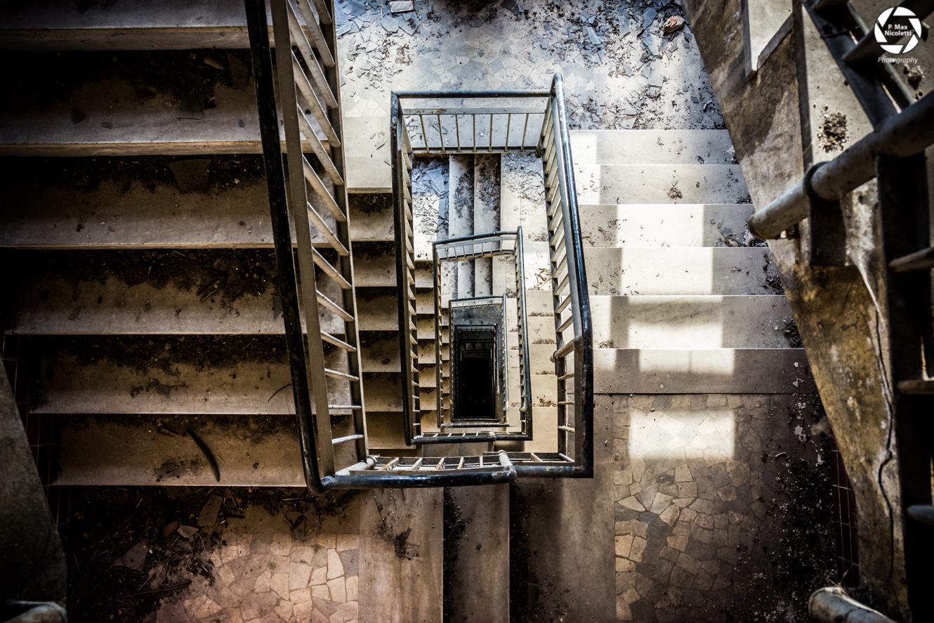 Stairs in an abandoned sugar factory