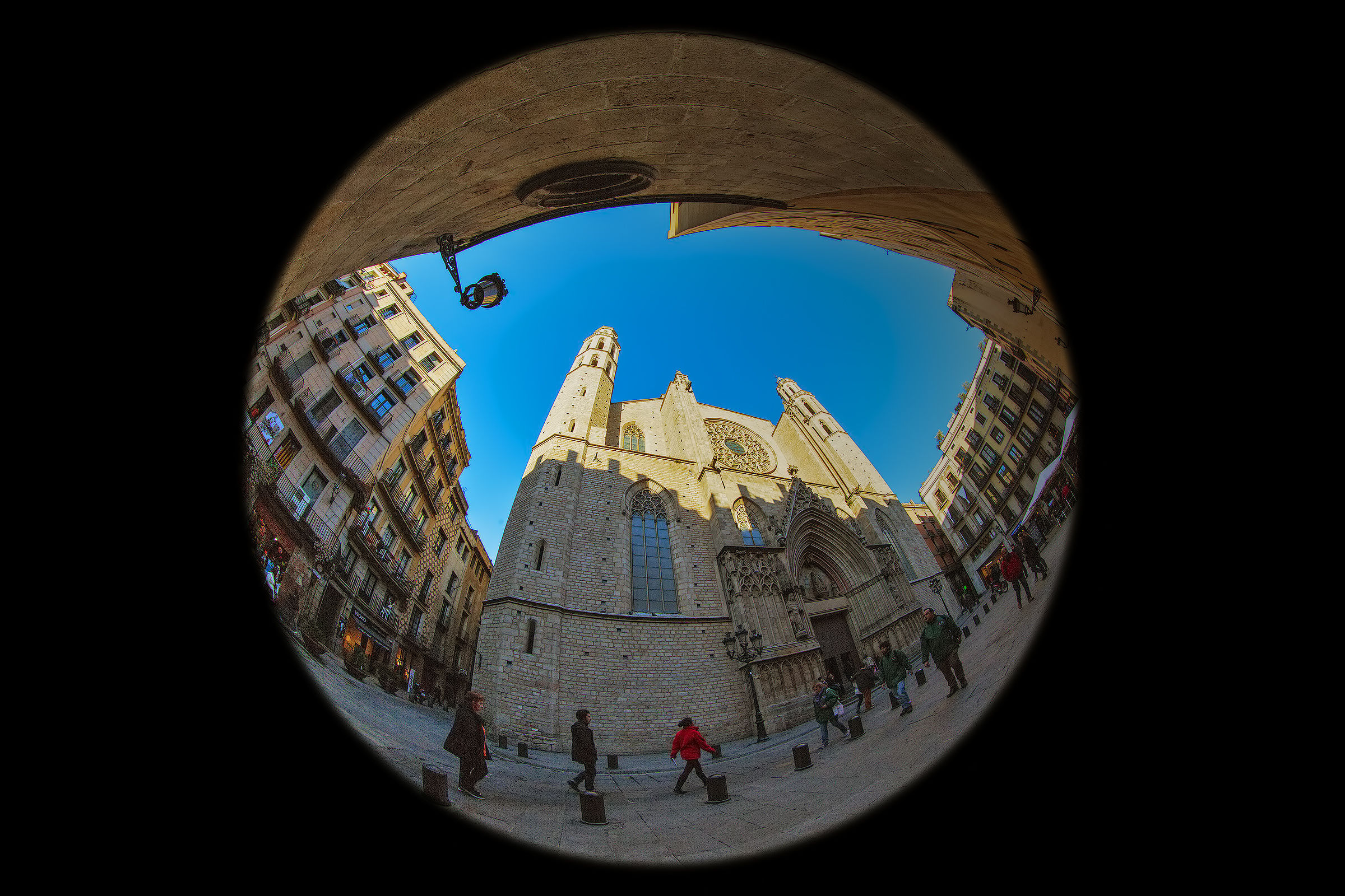 Watching Barcelona from a porthole