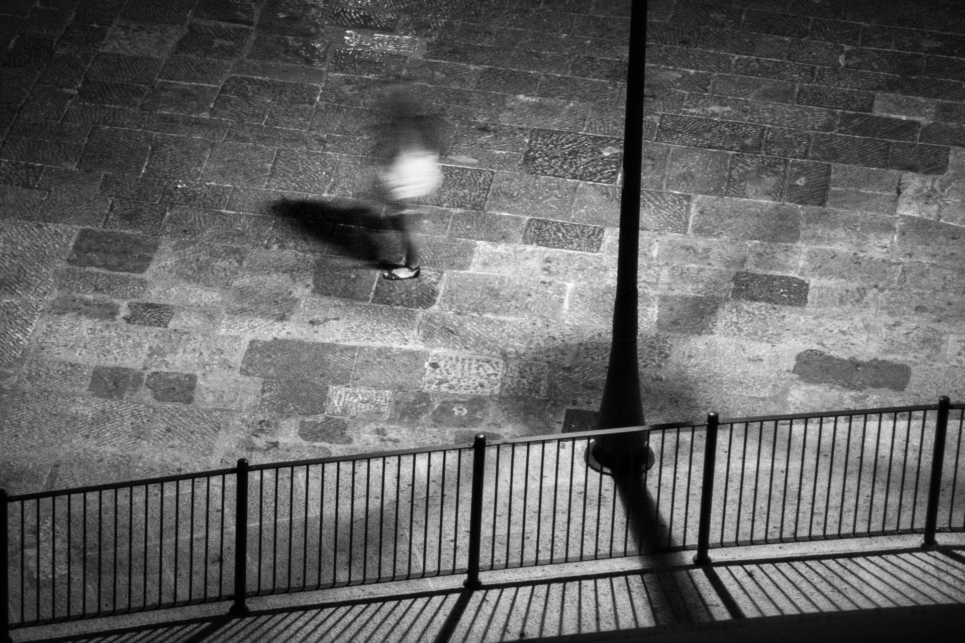 Walking under city lights