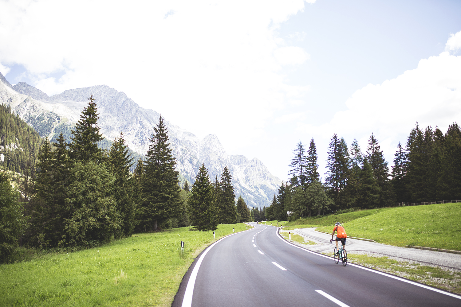 cyclists and alps