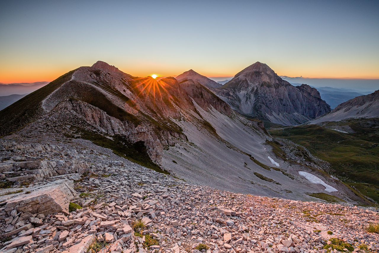 sunset among the rocks