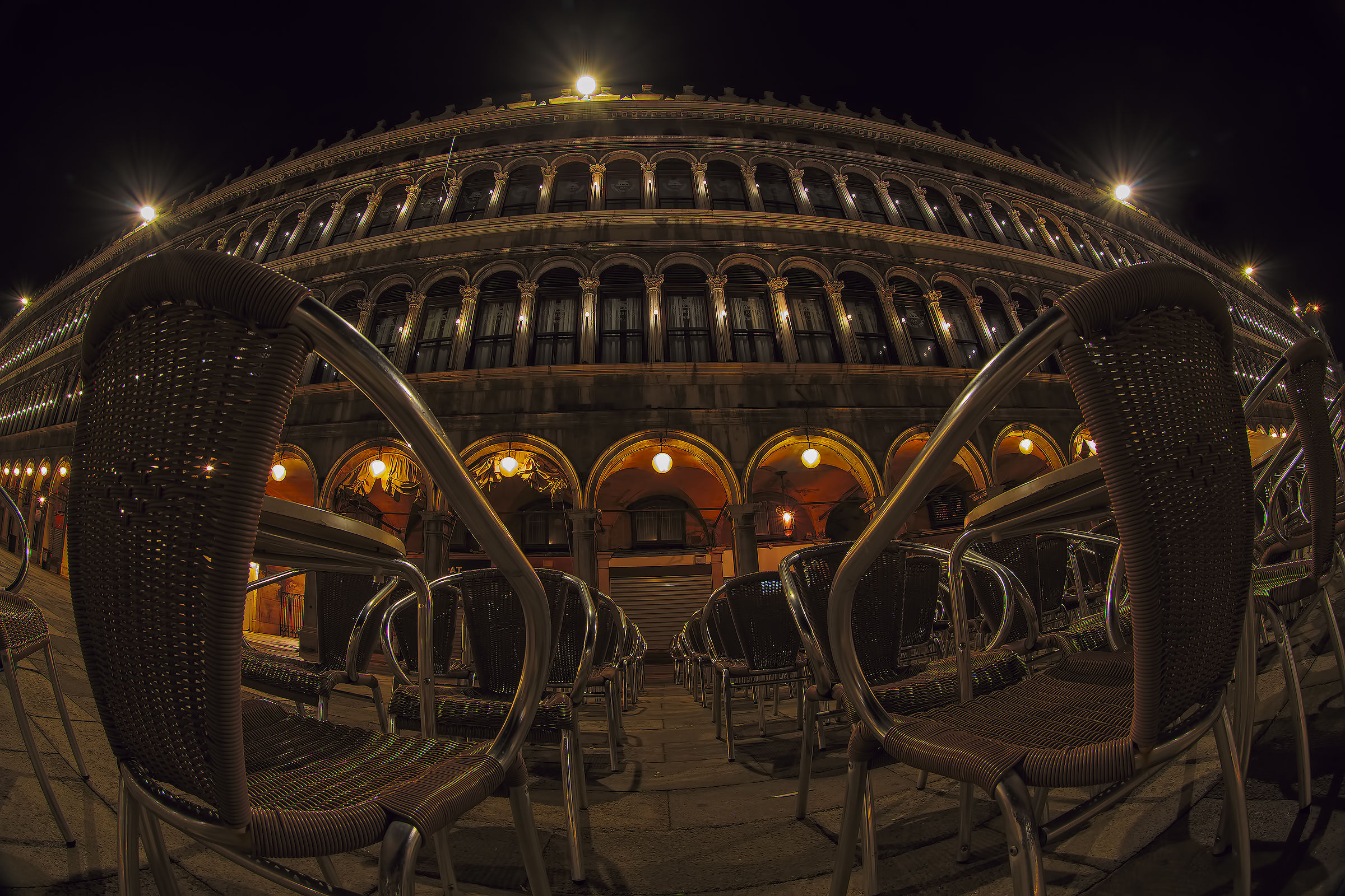 Please have a seat that is Venice by night