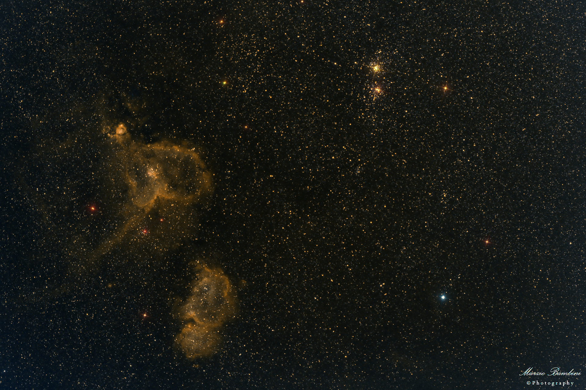 IC 1805, IC 1848, h e chi Persei