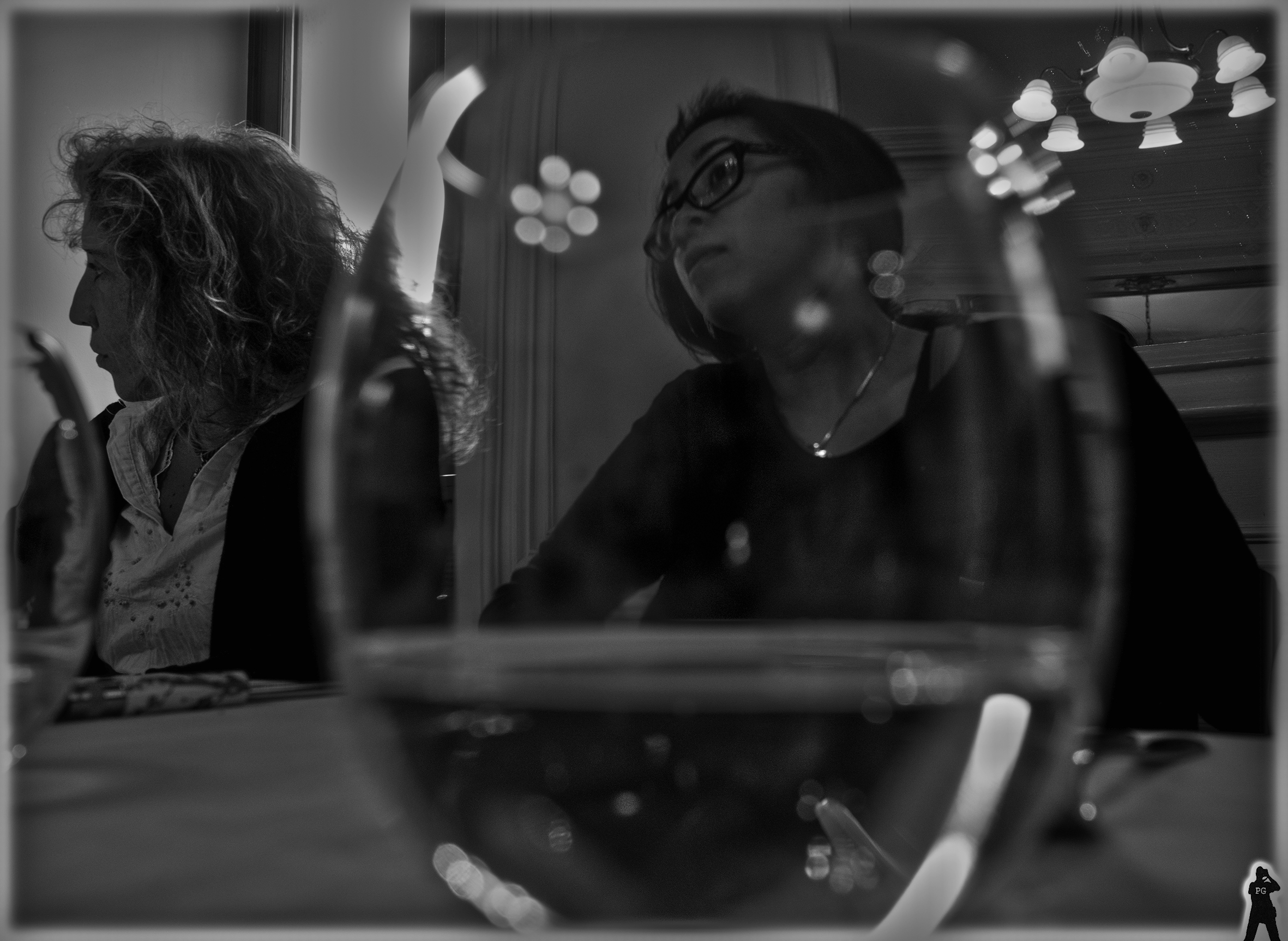 My wife in the glass ...