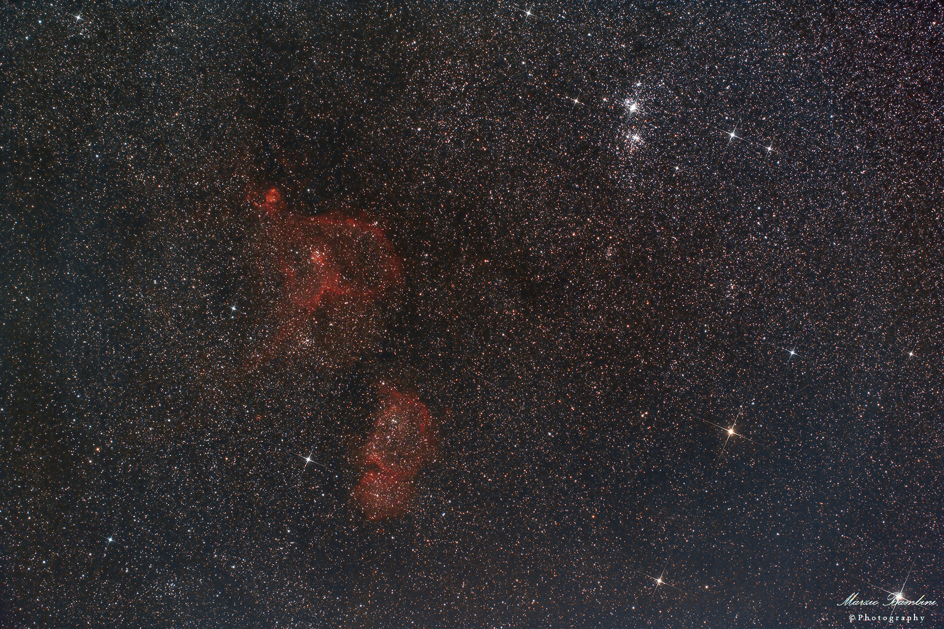 IC 1805, IC 1848, h e chi Persei