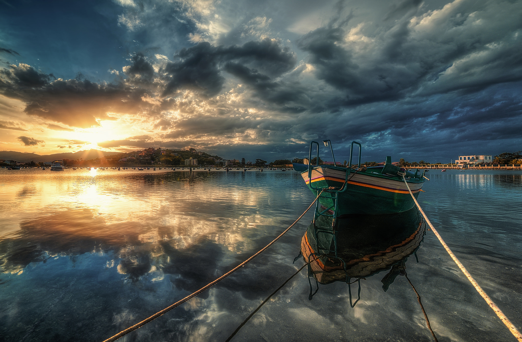 at sunset from Little Lake Ganzirri, Messina.