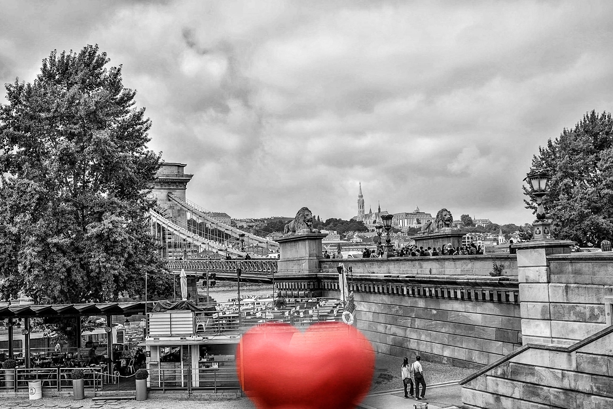 ... In front of city skyline ...