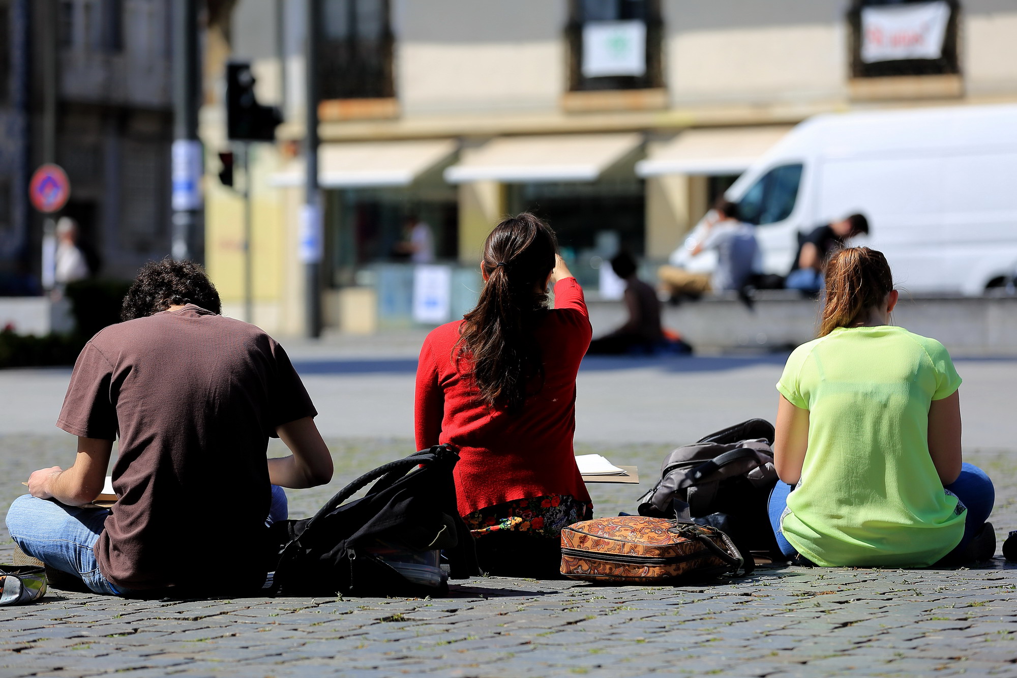 Exercise in the square in Porto