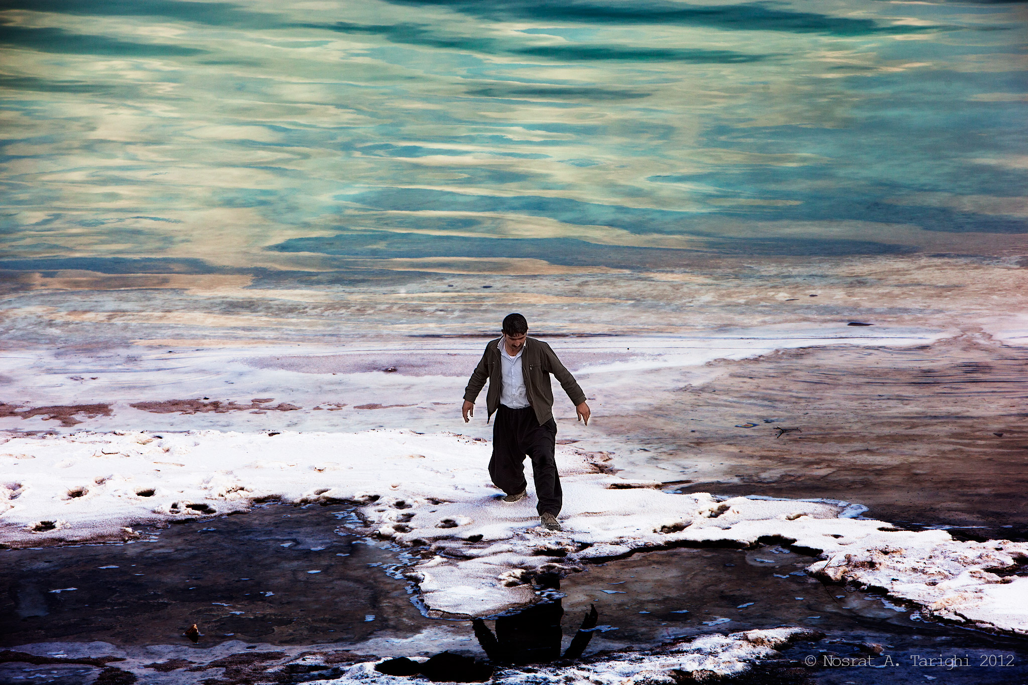 Nel corso dei sali di essiccazione lago, Urmai Lago, Iran