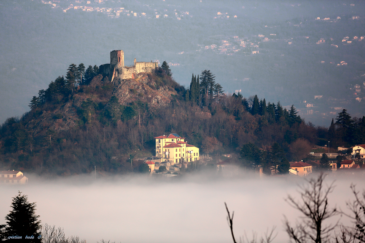 ... Surrounded by fog.