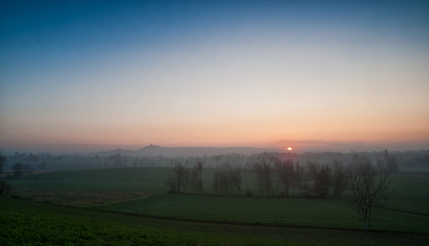 Autumn sunset on the moraine hills