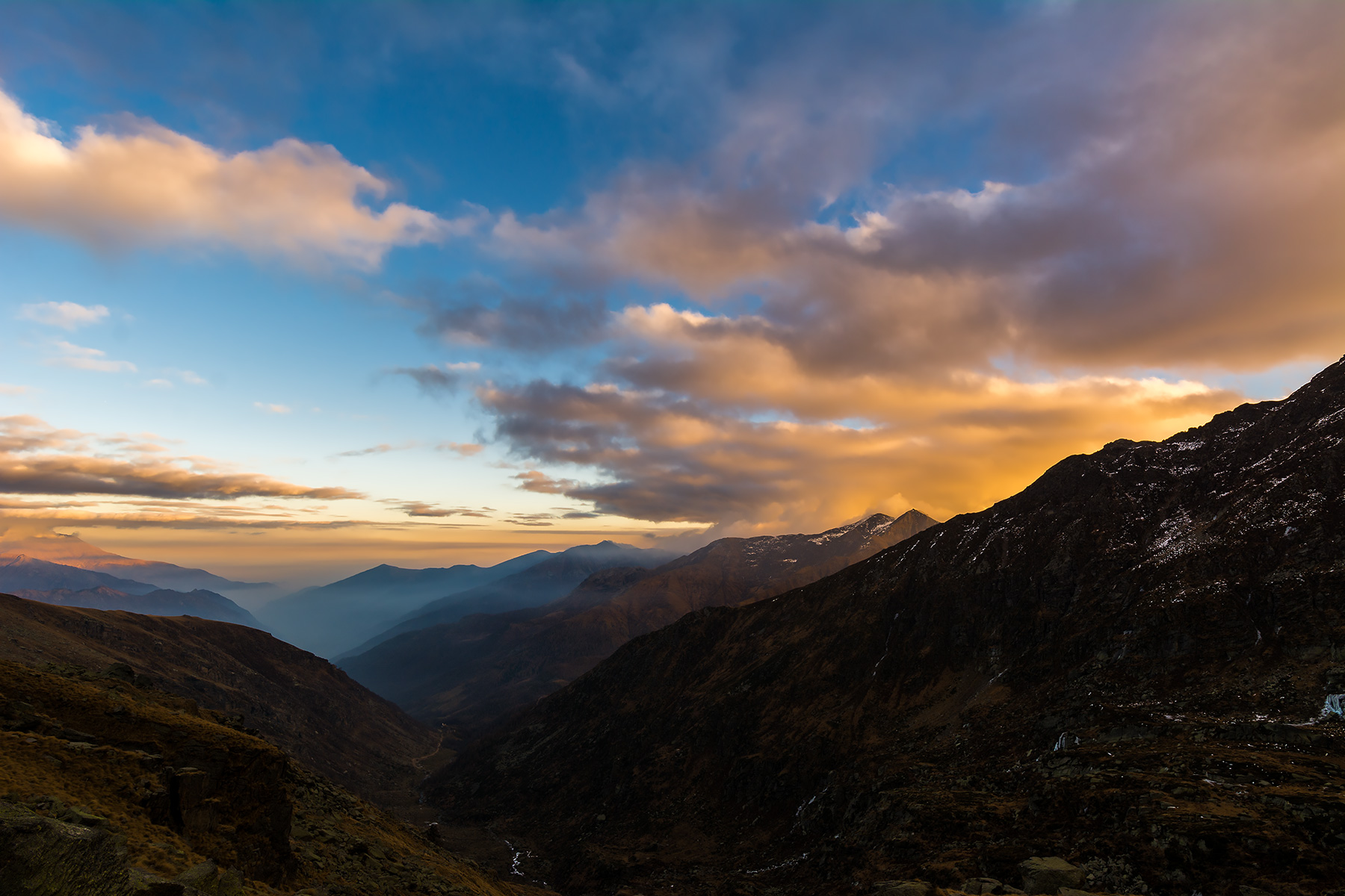 Frosty sunset Alpe Cialma