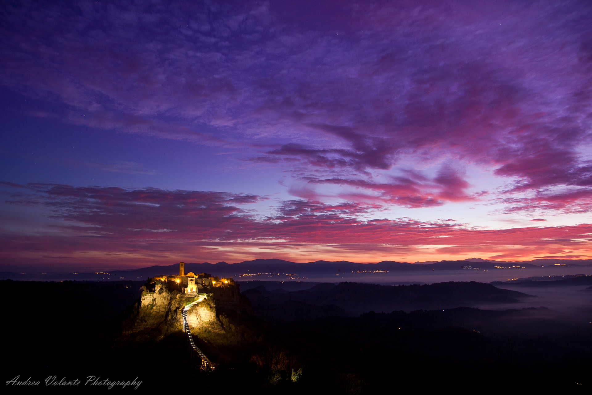 Civita di Bagnoregio ..the first light of the new day.