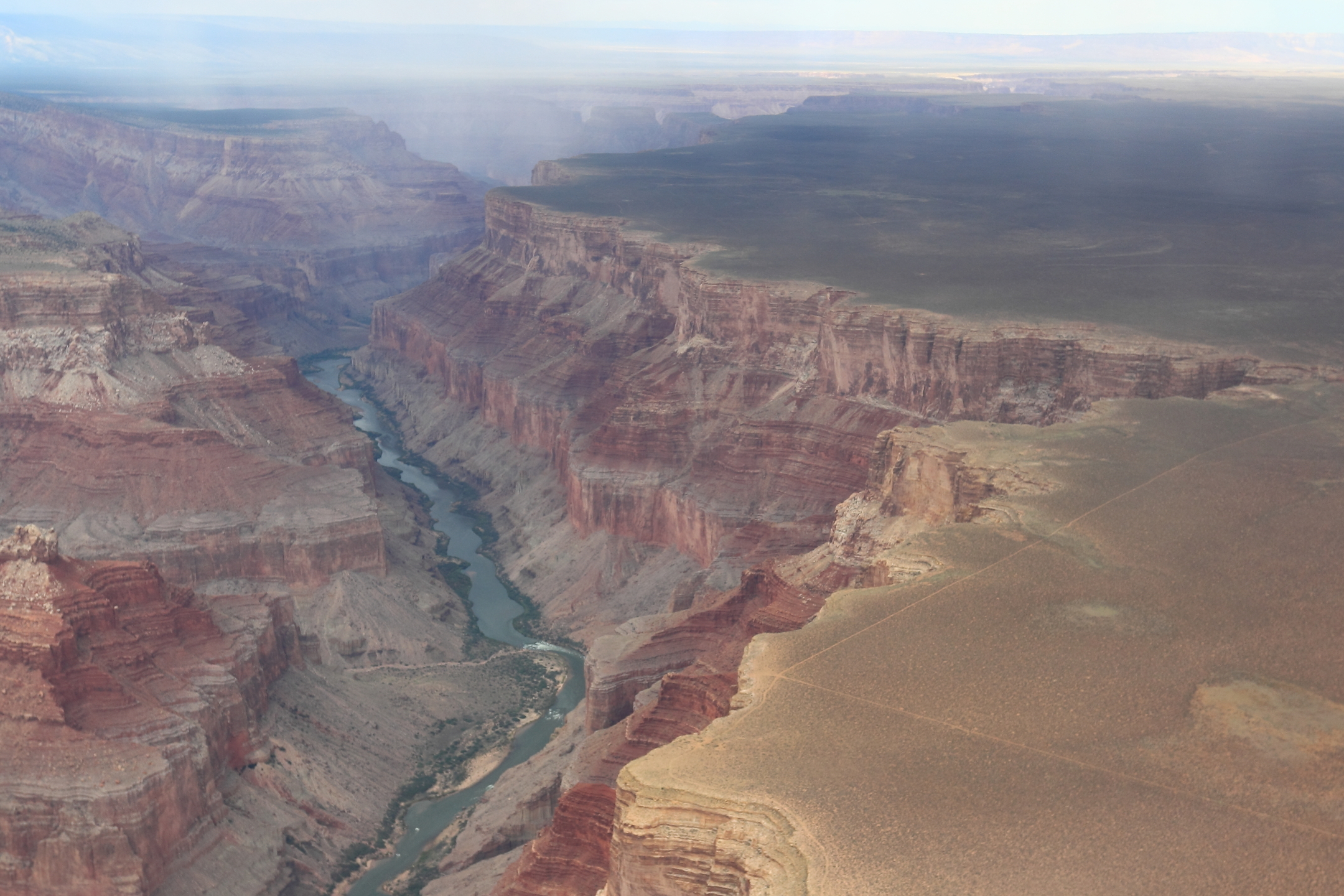 flying over the Colorado River and Grand Canyon