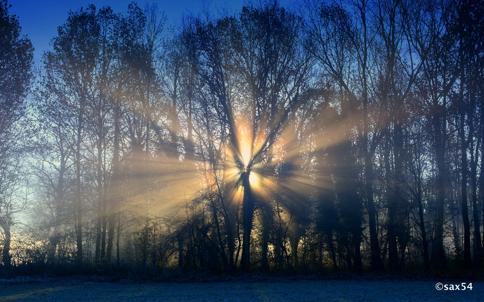 play of light between the sun and fog