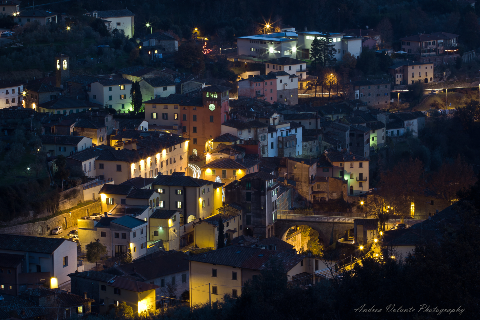 In the early evening the lights in the ancient ..this