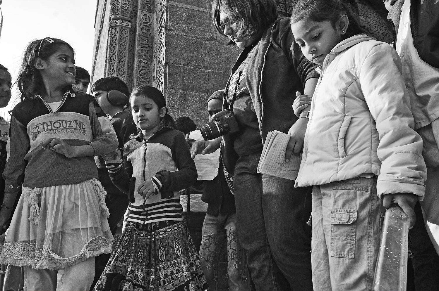 Schoolchildren with teacher