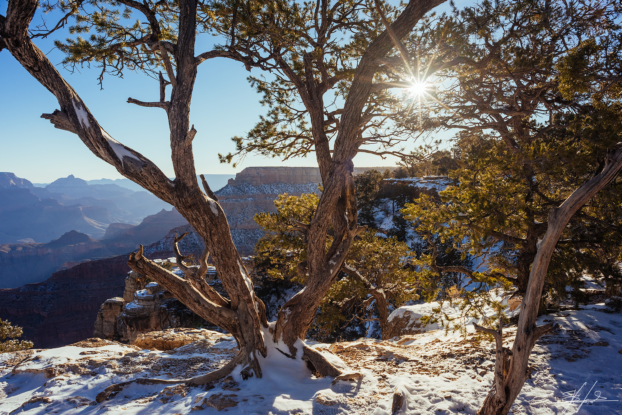 The Grand Canyon snowy