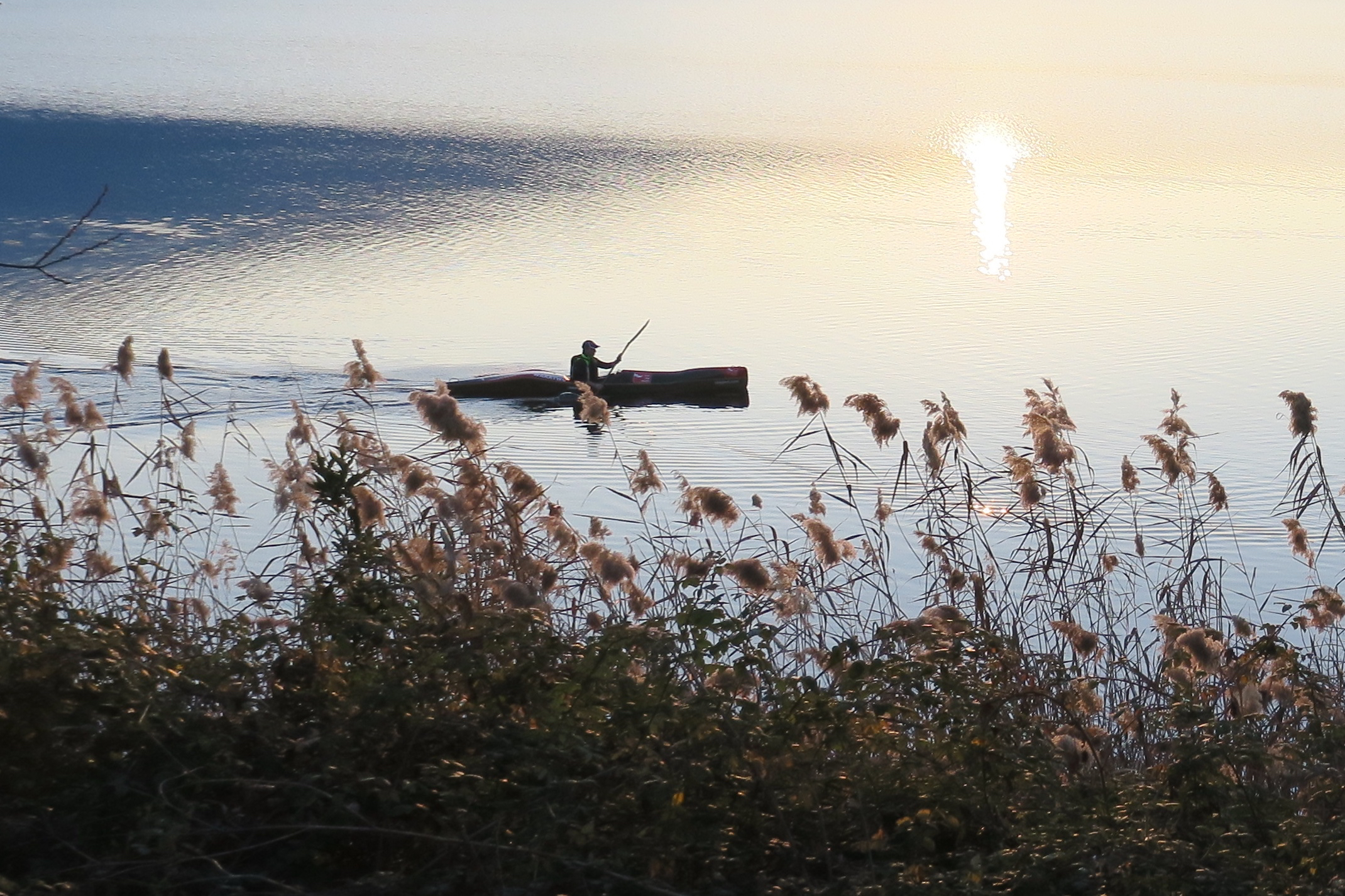 canoeist on Lake Garlate