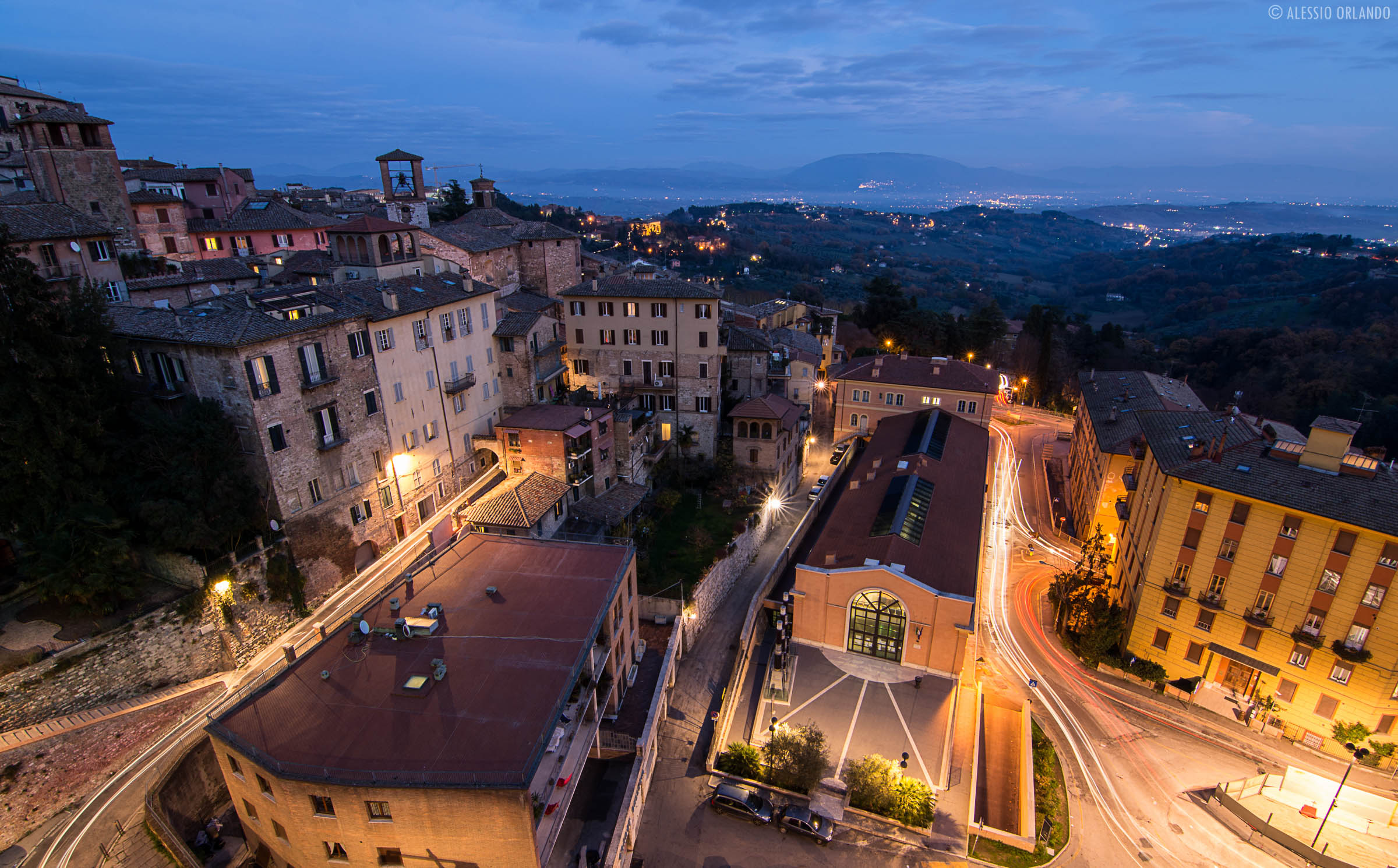 Night falls on Perugia