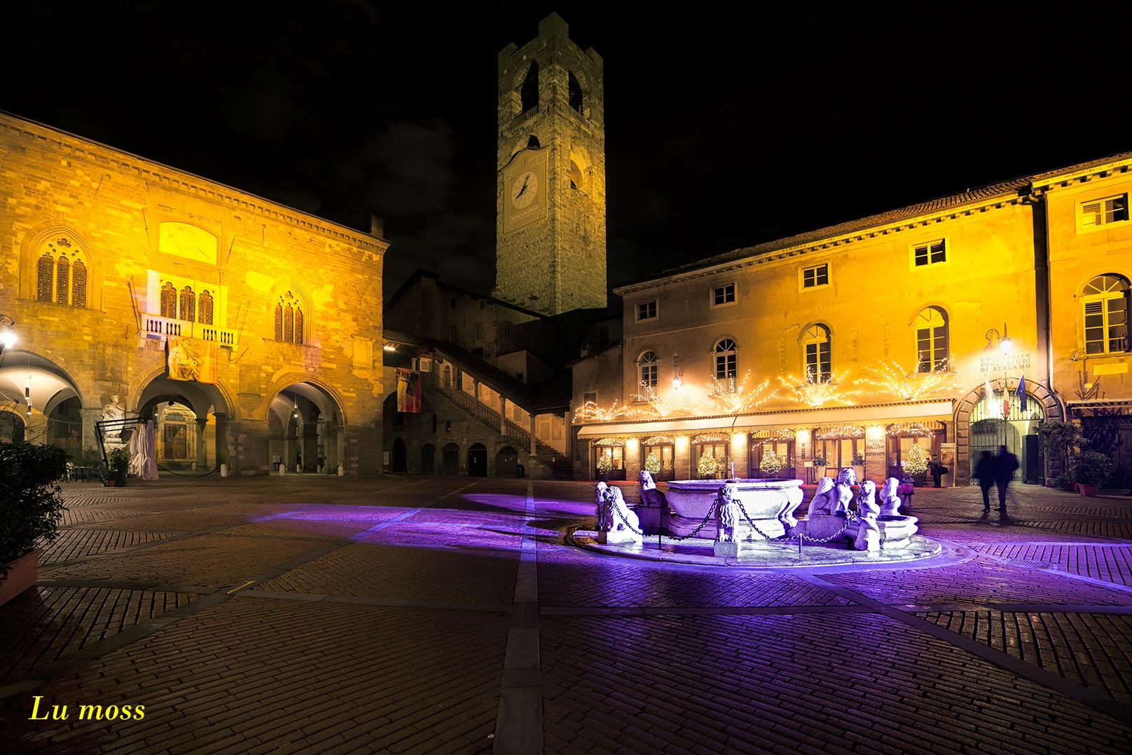Bergamo-Old Square in beautiful light.