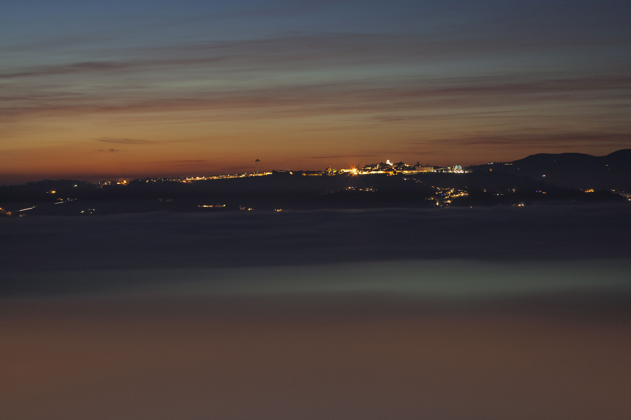 Sunset with fog in Montefalco