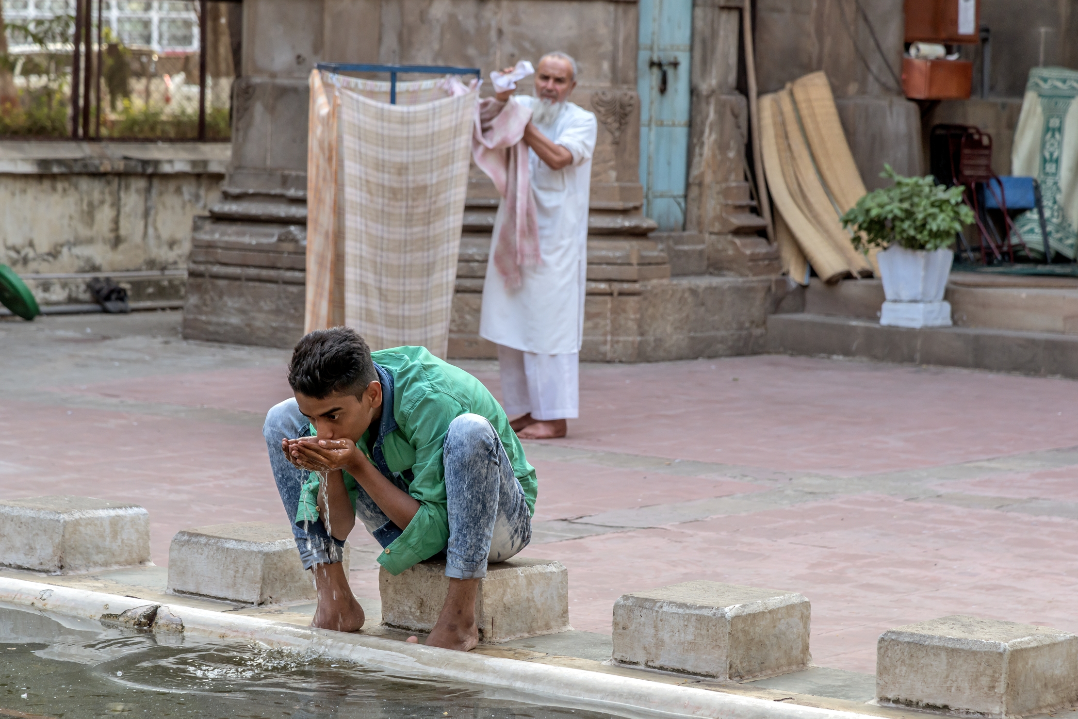 Gujarat in 2015 - before Muslim mosque Ablutions
