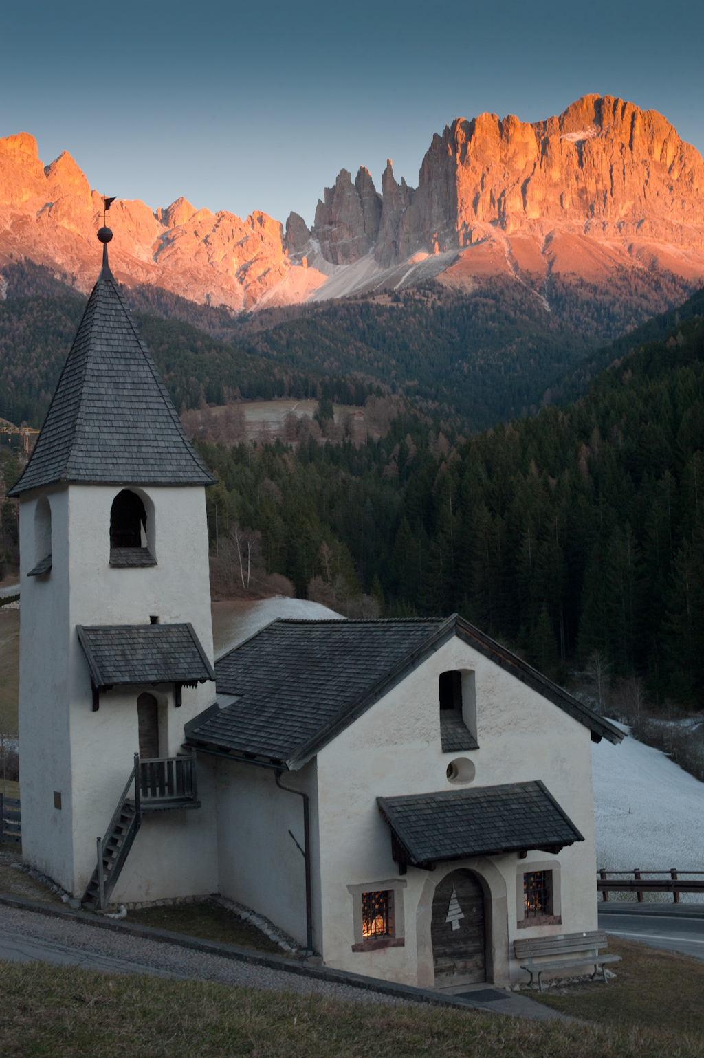 Church of San Cipriano at sunset