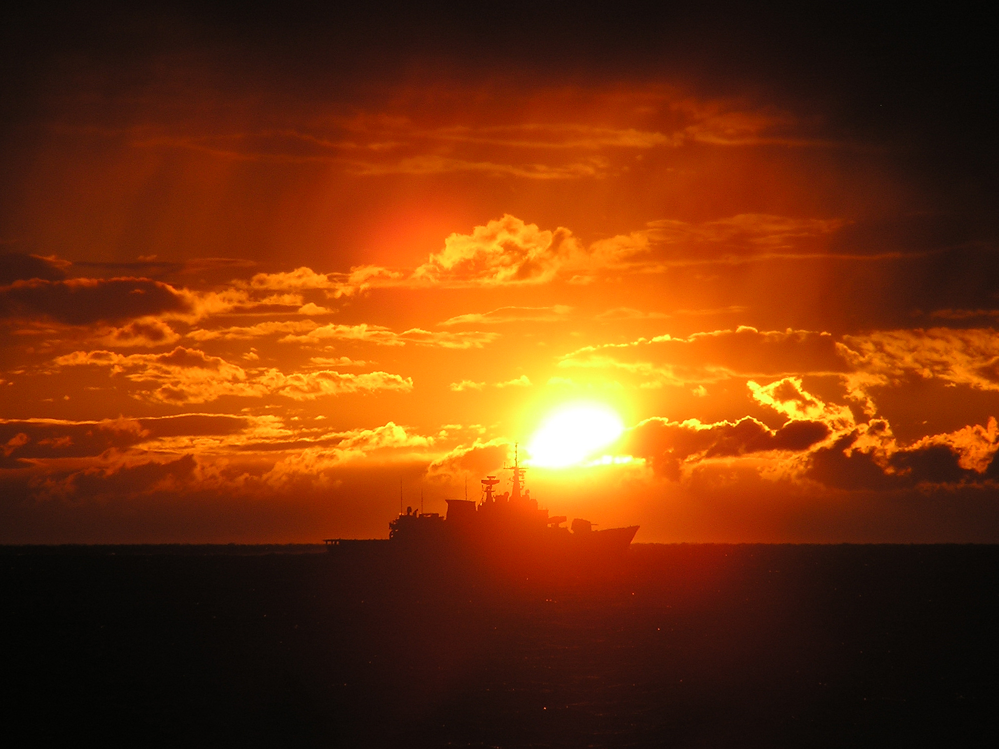 Sunset on ship Grecale