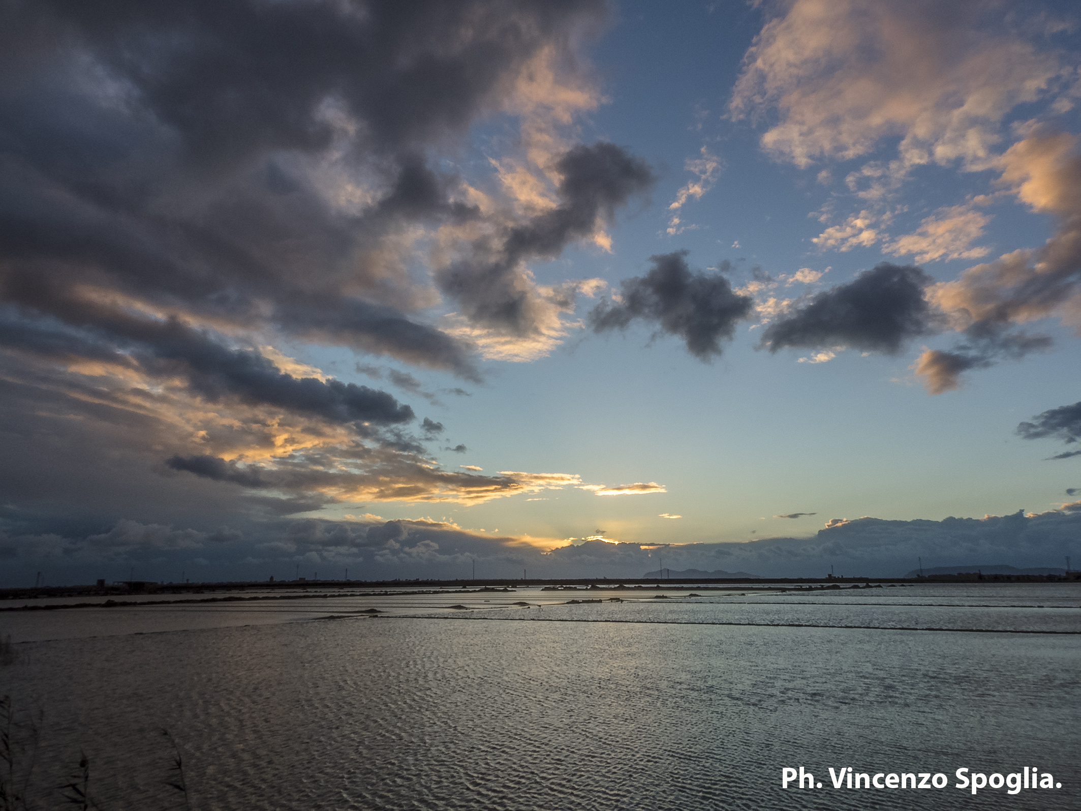 End sunset the salt pans of Trapani