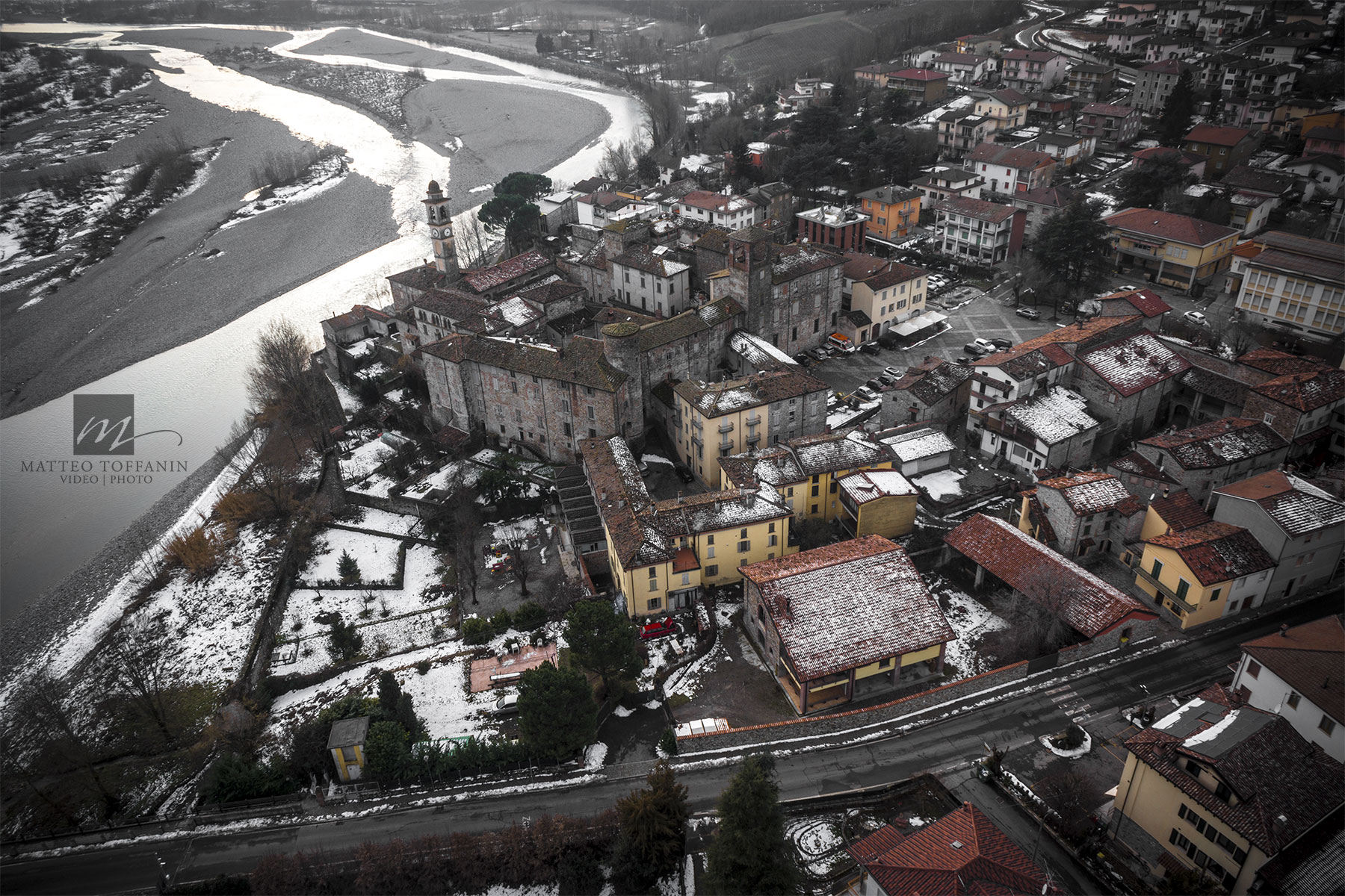 foto aerea di Travo valtrebbia piacenza