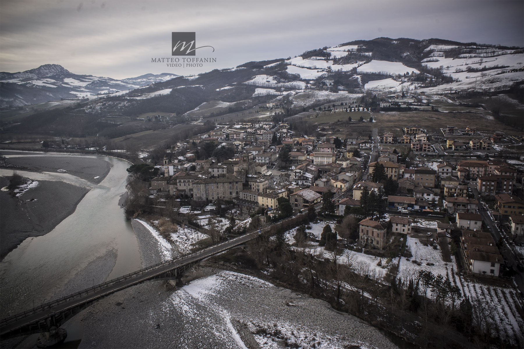 foto aerea di Travo valtrebbia piacenza