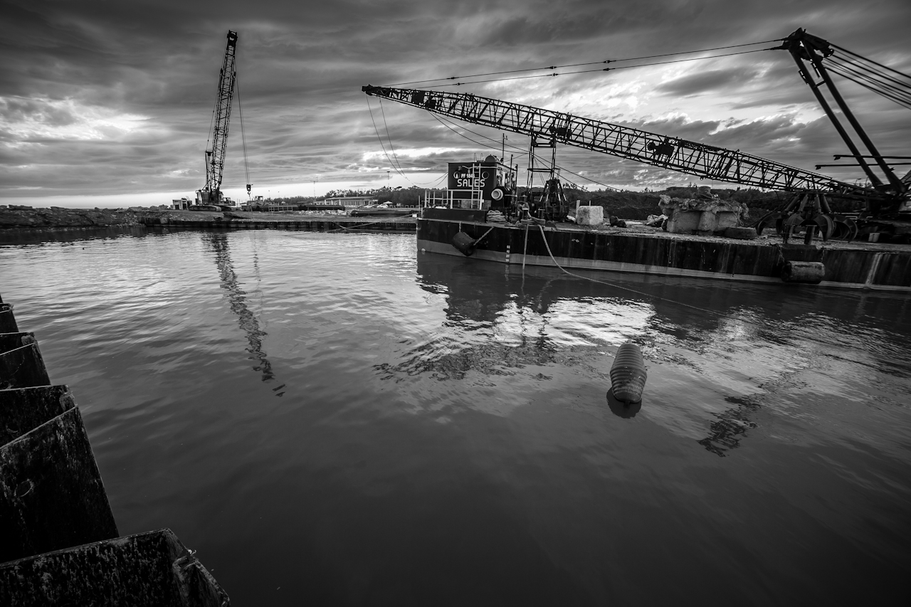 Cranes and water