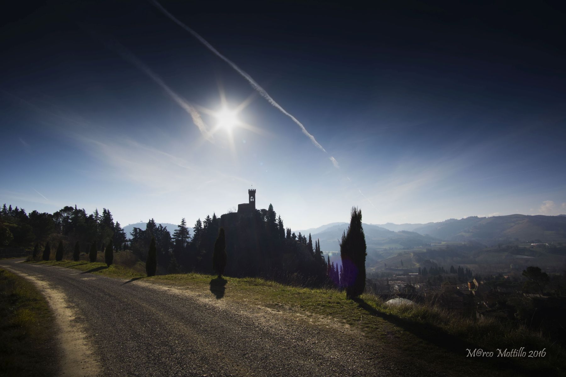 trees and clock tower ... Brisighella