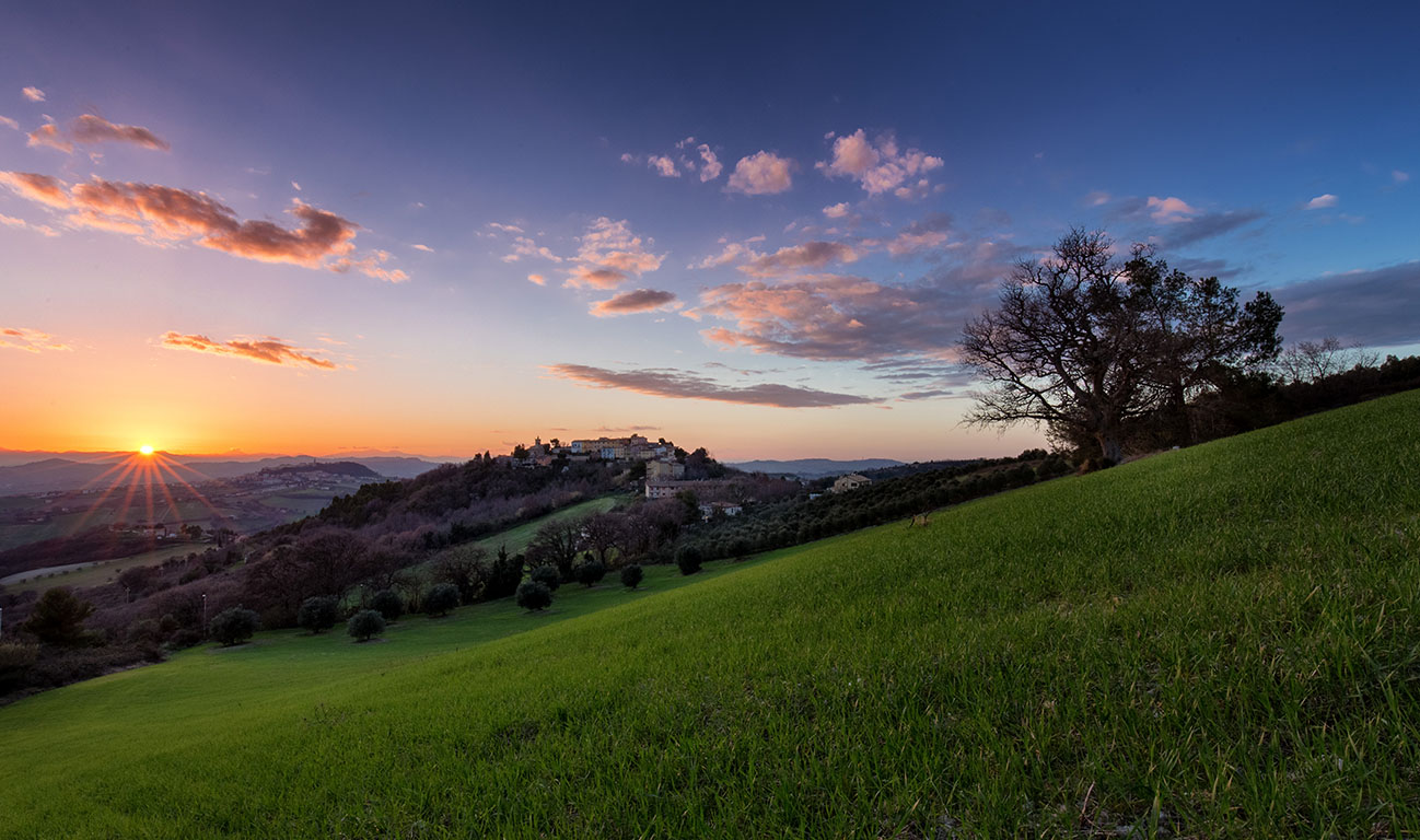 Massignano and Camerano at sunset