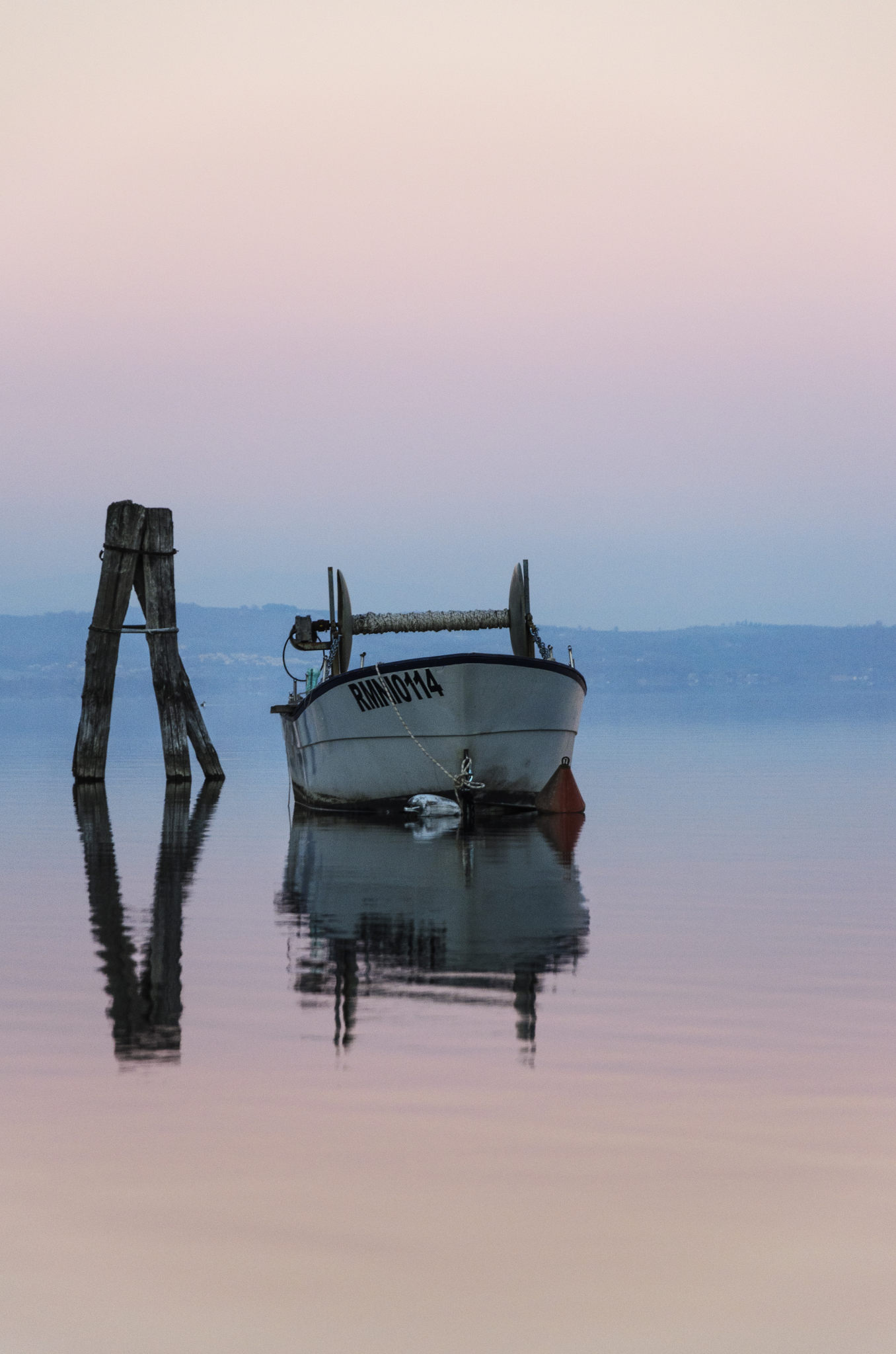 Reflections at sunset on Lake Bracciano