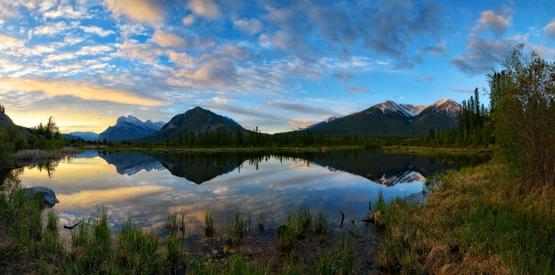 Vermillion Lake sunrise, Banff, 4x Vertical Pano