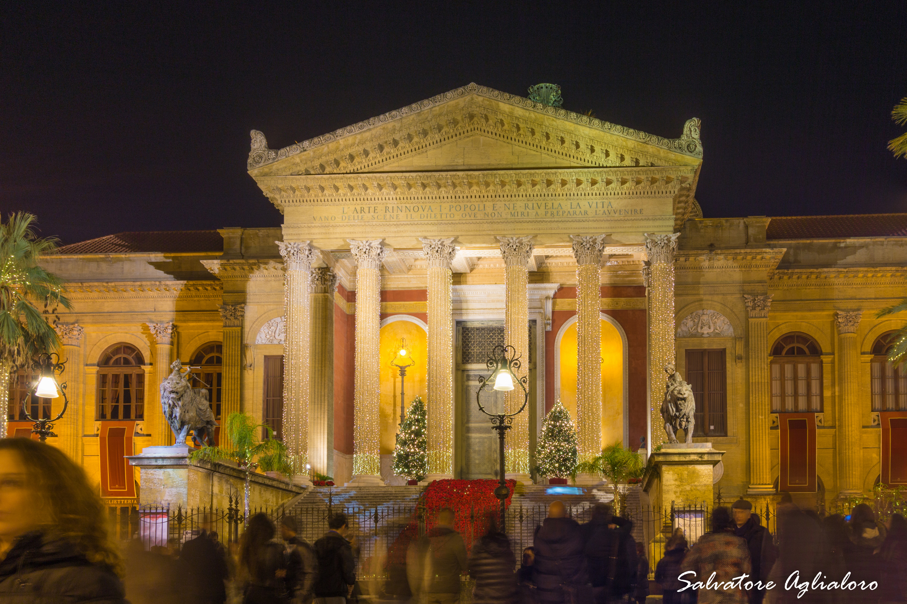 The Teatro Massimo lit at Christmas