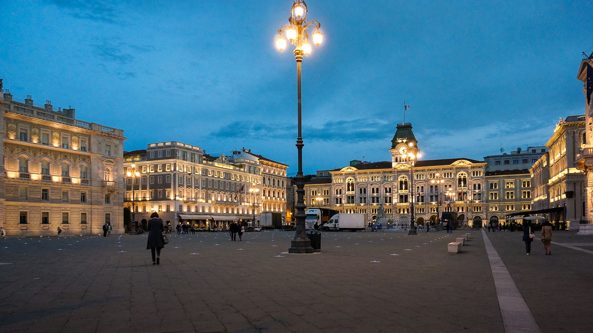 Piazza unification of Italy, the twilight - Trieste