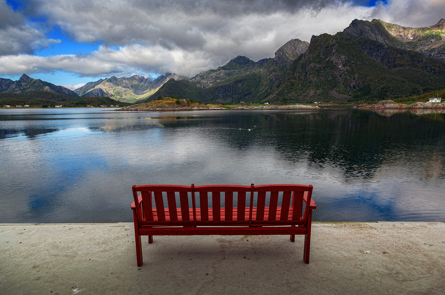 Bench on the pier (Lofoten)