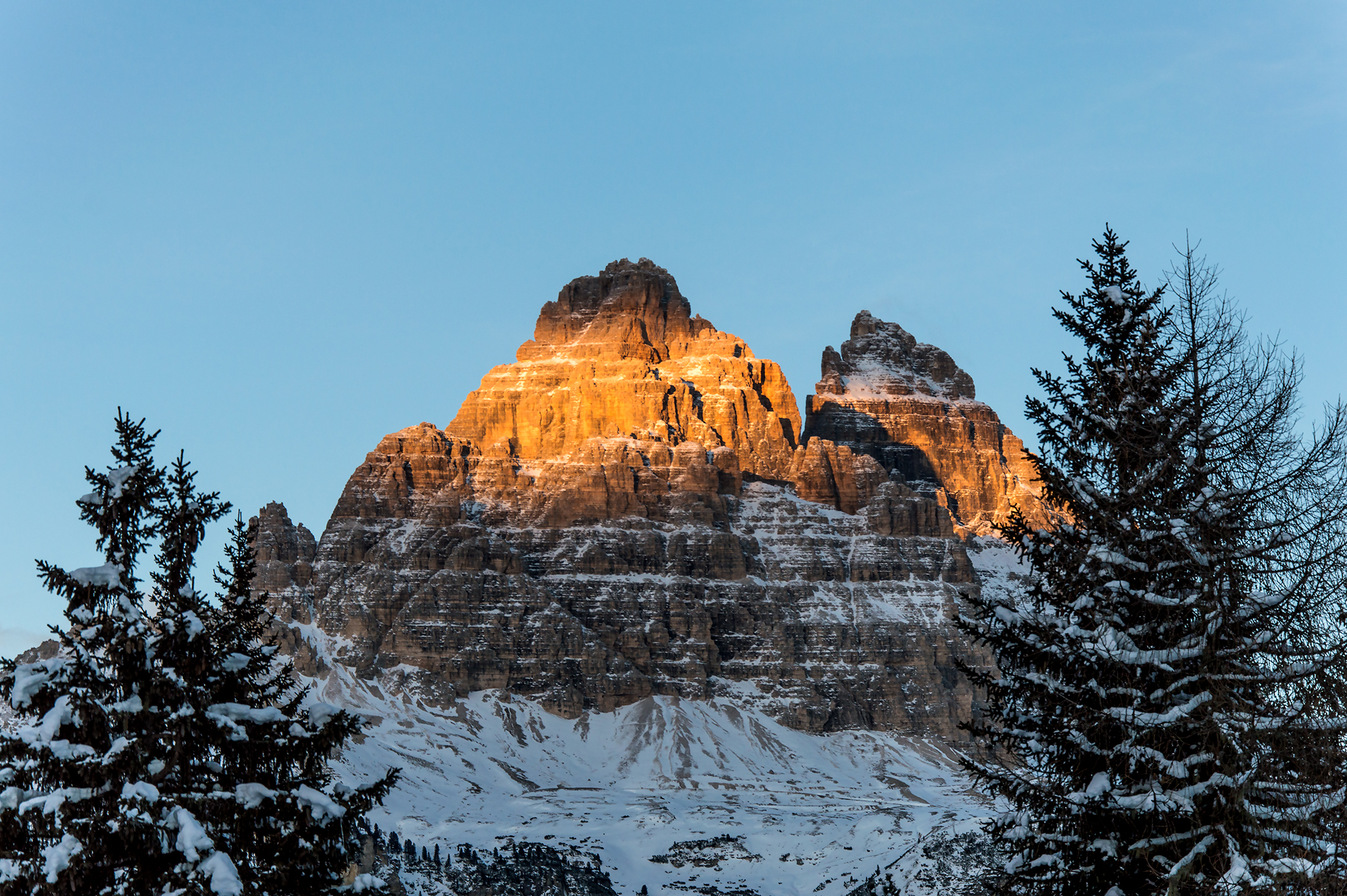 Tramonto sulle Tre Cime, da sud