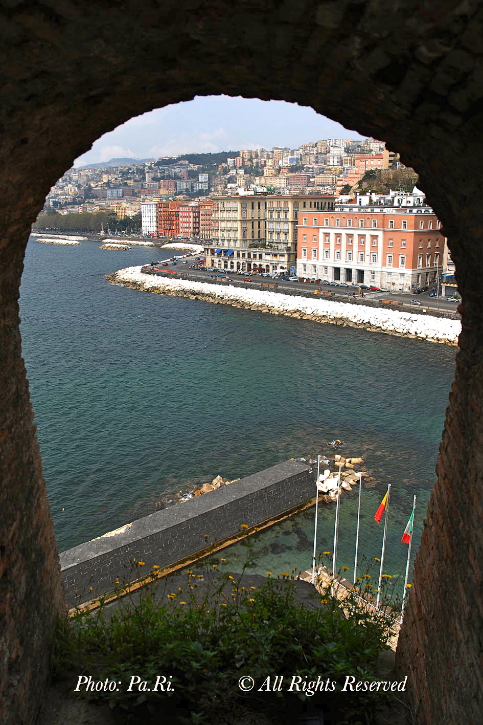 From the hole of a cannon